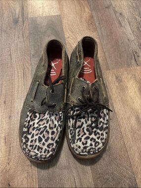 Twisted X Moccasins with Leopard Print Toe